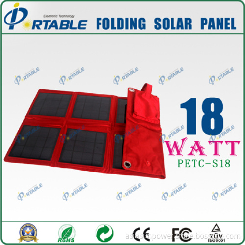 18W Foldable Solar Energy Panel, Portable Charger for Mobile Phone/ Car Battery / Phone (PETC-S18)